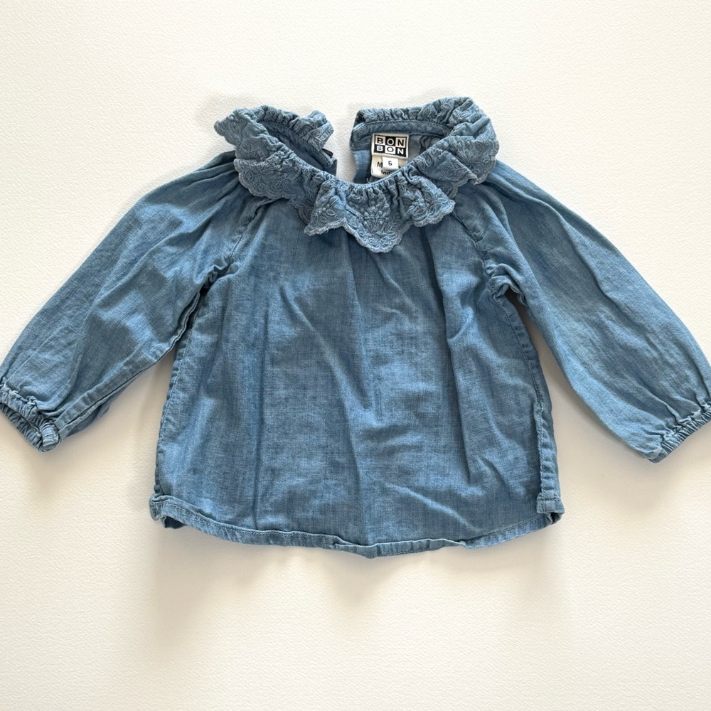 Bon Bon Light Blue Denim Shirt with Collar